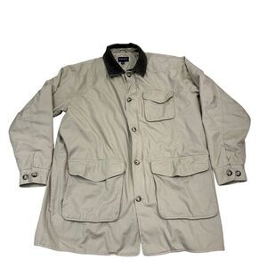Harbor Bay Men's 2XLT Tan Leather Collar Barn Chore Flannel Lined‎ Jacket Coat